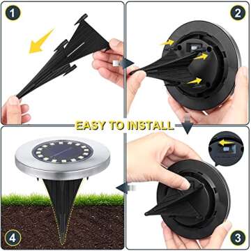 Solar Ground Lights-Waterproof Solar Lights Outdoor Garden- Solar Disk Lights-Upgraded 16LED Bright ...