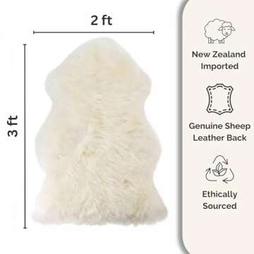 Woolous Sheepskin Rug, Genuine New Zealand Natural Lambskin Wool Real Sheep Skin Fur Throw Area Rug ...