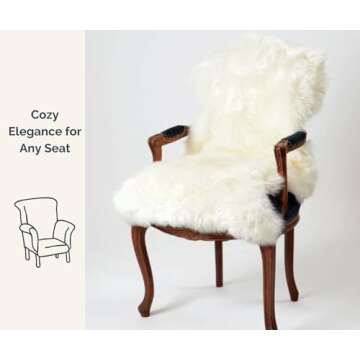 Woolous Sheepskin Rug, Genuine New Zealand Natural Lambskin Wool Real Sheep Skin Fur Throw Area Rug for Baby, Living Room, Bedroom, Sofa or Chair Covers (Single pelt 2x3,Ivory White)