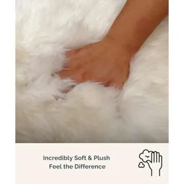 Woolous Sheepskin Rug, Genuine New Zealand Natural Lambskin Wool Real Sheep Skin Fur Throw Area Rug for Baby, Living Room, Bedroom, Sofa or Chair Covers (Single pelt 2x3,Ivory White)