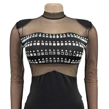 Figdaw Strapless Rhinestone Maxi Dress Sequin Dresses Sexy Evening Gowns for Women Formal Elegant 2025,Black,M,C6823