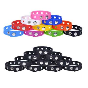 Muka 20 PCS Adult Rubber Charm Wristbands, Multi-Color Silicone Adjustable Bracelets