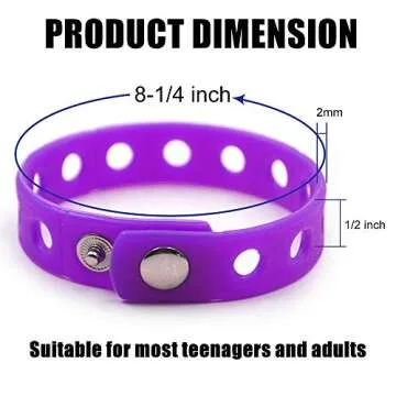 Muka 20 PCS Adult Rubber Charm Wristbands, Multi-Color Silicone Adjustable Bracelets