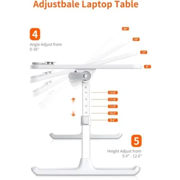 SAIJI Adjustable Laptop Desk for Bed, Foldable & Ergonomic