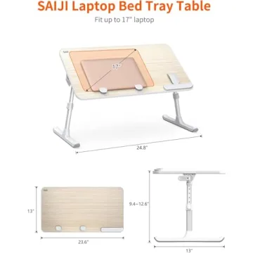 SAIJI Adjustable Laptop Desk for Bed, Foldable & Ergonomic