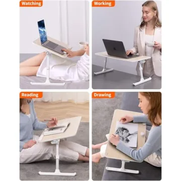 SAIJI Adjustable Laptop Desk for Bed, Foldable & Ergonomic
