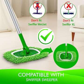 Yicotira Reusable Wet Pads Refill for Swiffer Sweeper Mop - Washable Microfiber Cleaning Cloths - 6 ...