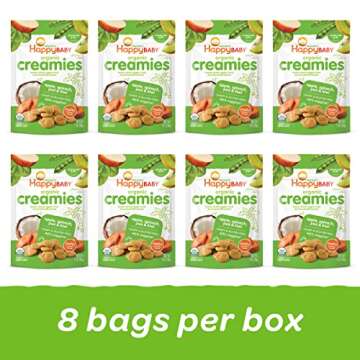 Happy Baby Organics Creamies: Organic Freeze-Dried Snack Treats for Babies & Toddlers (Pack of 8)