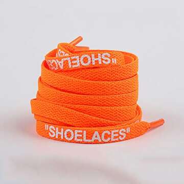 Daimay 3 Pairs Shoelaces Text Printed Flat Shoelaces Replacement Shoe Laces for Sneakers Shoe Laces Swap – 1.2M - Orange Pink Fluorescent Green