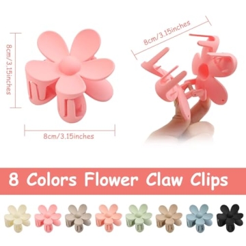 Stylish 8PCS Flower Claw Clips for All Hair Types