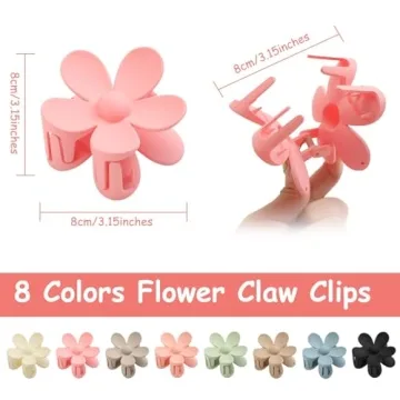 Stylish 8PCS Flower Claw Clips for All Hair Types