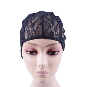 Black S Double Lace Wig Cap Weave Cap, Adjustable Hairnet for Making Wigs