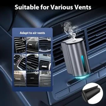 Smart Car Air Freshener, Car Air Freshener Diffuser, Car Diffuser Air Freshener with Three Adjustable Modes, Aromatizante para Carro, Car Diffuser with 8pcs Essential Oil(Black)