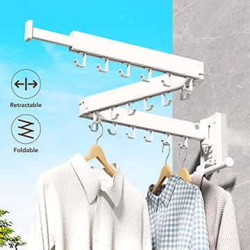 ZdwCyl Tri-Fold Wall Mounted Drying Rack Space Saver
