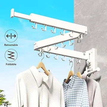 ZdwCyl Tri-Fold Wall Mounted Drying Rack Space Saver