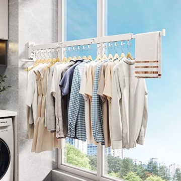 ZdwCyl Tri-Fold Wall Mounted Drying Rack Space Saver