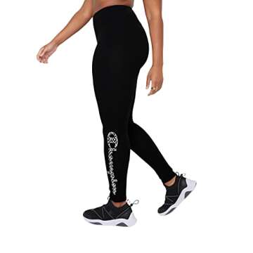 Champion, Authentic, Moisture Wicking, 7/8 Leggings for Women, 25", Black Brush Stroke Script, 2X Plus