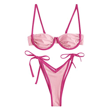 ZAFUL Women's Underwire Bikini Floral High Cut Set