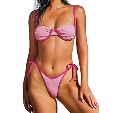 ZAFUL Women's Underwire Bikini Floral High Cut Set