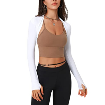 FindThy Women’s Casual Open Front Bolero Cooling Shawl Arm Sleeve Crop Top Shrug Covers(1478-White...