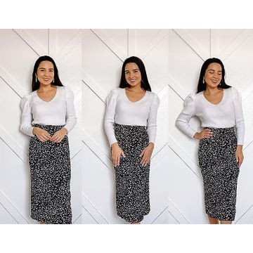 Zeagoo Womens Sweaters Fall Fashion V Neck Long Sleeve Shirt Slim Fitted Outfit Puff Tops White S