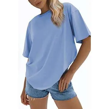 ATHMILE Womens Oversized T Shirts Loose Fit Crewneck Short Sleeve Tops Summer Casual Blouse 2025 Y2K...