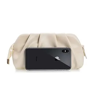 Chic Vegan Leather Pleated Clutch Bag for Women