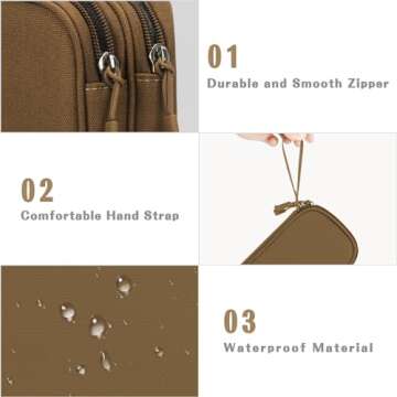 FYY Electronic Organizer, Travel Cable Organizer Bag Pouch Electronic Accessories Carry Case Portable Waterproof Double Layers All-in-One Storage Bag for Cable, Cord, Charger, Phone, Earphone Brown