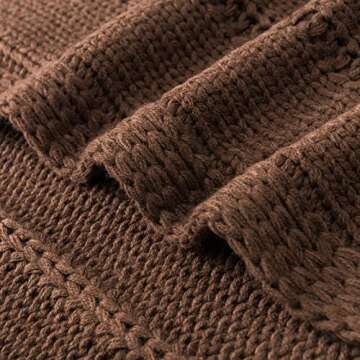 RECYCO Cable Knit Brown Throw Blanket Twin Size for Couch, Super Soft Warm Cozy Decorative Knitted Throw Blanket 3.6LB for Bed, Sofa, Chair Large 60"x80"
