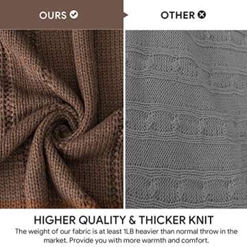 RECYCO Cable Knit Brown Throw Blanket Twin Size for Couch, Super Soft Warm Cozy Decorative Knitted Throw Blanket 3.6LB for Bed, Sofa, Chair Large 60"x80"