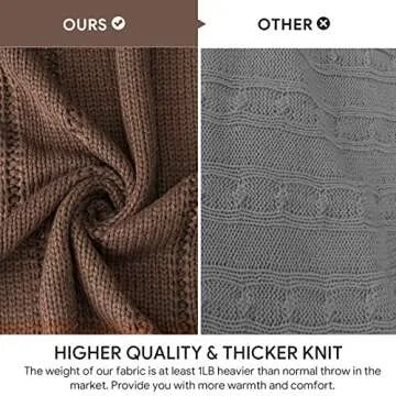RECYCO Cable Knit Brown Throw Blanket Twin Size for Couch, Super Soft Warm Cozy Decorative Knitted Throw Blanket 3.6LB for Bed, Sofa, Chair Large 60"x80"