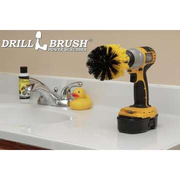 Drill Brush - Bathroom Cleaning Accessories - Shower Cleaner Brush - Scrub Brush - Bath Mat - Bathtub Brush - Sink Brush - Toilet Scrubbing Brush - Tile Flooring Cleaner - Grout Cleaner Brush for Home