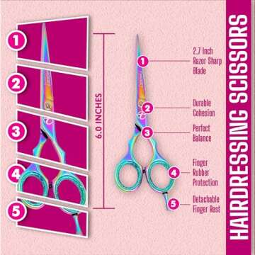 Tycon Hair Cutting Scissors Professional 6" – Japanese Stainless Steel, 2.7" Razor Edge Blade Barb...