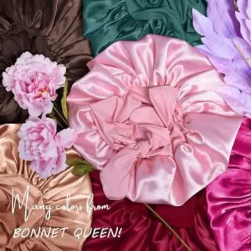 BONNET QUEEN Satin Bonnet Silk Bonnet for Sleeping Women Hair Bonnet Night Sleep Cap Scarf wrap for Curly Hair with tie Band Champagne