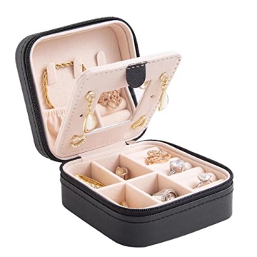 KElofoN Travel Jewelry Case with Mirror - Organizer for Women & Girls