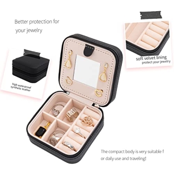 Travel Jewelry Organizer Case with Mirror for Women