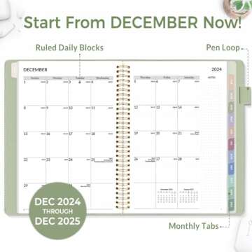 SUNEE 2025 Weekly & Monthly Planner 9"x11.2"- 12 Month (January 2025 - December 2025), Vegan Leather...