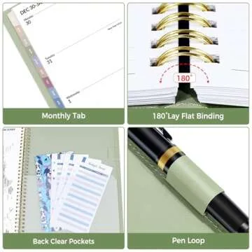 SUNEE 2025 Weekly & Monthly Planner 9"x11.2"- 12 Month (January 2025 - December 2025), Vegan Leather Cover, Pocket, Bookmark, Notes, Monthly Tab