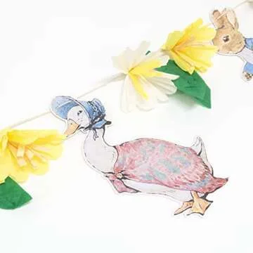 Meri Meri Peter Rabbit™ & Friends Garland (Pack of 1), 10' Strand w Excess Cord, Peter Rabbit Decor, Reusable Easter Party Garland