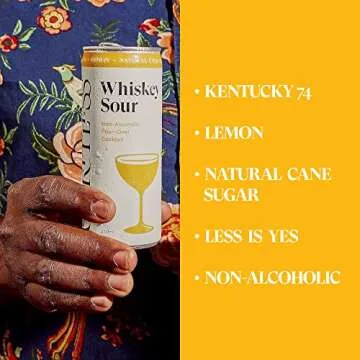 SPIRITLESS Whiskey Sour, Non-Alcoholic Pour-Over Cans, Ready to Drink Mocktail or Cocktail Mixer, Vegan, 35 Calories, 8.45 Fl Oz Cans (12 Pack)