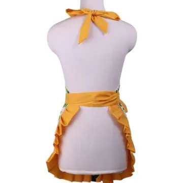 Xiabing Women's Cotton Polka Halter Apron - Adjustable & Stylish