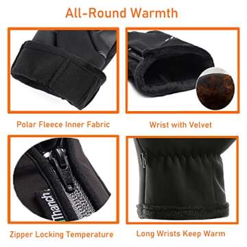 LJCUTE Winter Fingerless Fishing Gloves for Men & Women, Cold Weather Windproof Touchscreen Warm Cycling Gloves for Photography Hunting Ski Motorcycle Driving
