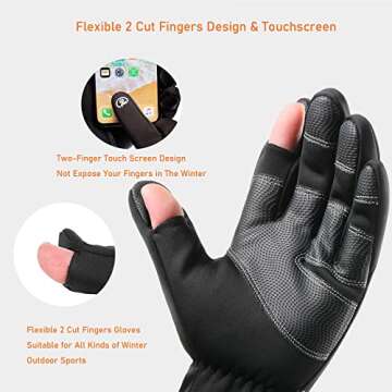 LJCUTE Winter Fingerless Fishing Gloves for Men & Women, Cold Weather Windproof Touchscreen Warm Cycling Gloves for Photography Hunting Ski Motorcycle Driving