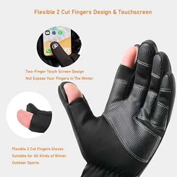 LJCUTE Winter Fingerless Fishing Gloves for Men & Women, Cold Weather Windproof Touchscreen Warm Cycling Gloves for Photography Hunting Ski Motorcycle Driving