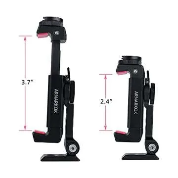 ARNARKOK Metal Phone Tripod Mount w Rotatable Cold Shoe,Compatible with iPhone Cell Phone Tripod Mount Adapter, Phone Mount for Tripod,Tripod Phone Mount,Video Vlogging Rig