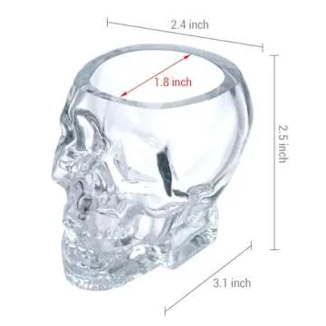 MyGift Clear Glass Novelty Skull Face Liquor Shooter Shot Glasses, Decorative Halloween Drinkware - 2.8 oz, Set of 6