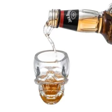 MyGift Clear Glass Novelty Skull Face Liquor Shooter Shot Glasses, Decorative Halloween Drinkware - 2.8 oz, Set of 6