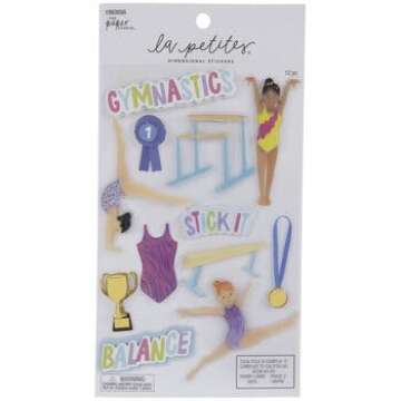 3D Gymnastics Stickers for Journaling, Scrapbooking, Cardmaking, Arts & Crafts - 12 Pieces