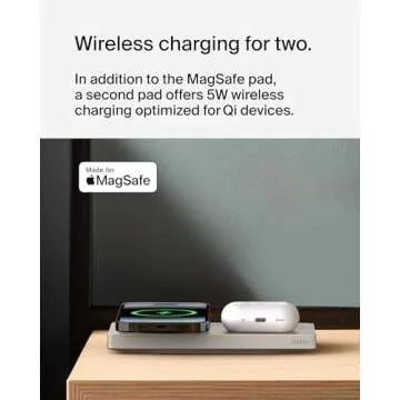 Belkin MagSafe-Compatible 2-in-1 Wireless Charger 15W, Fast Charging Station for iPhone 16, 15, 14, 13 Series, AirPods, and More - Dual Device Charging Pad - Sand