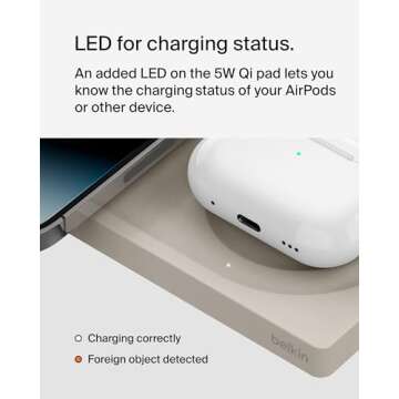 Belkin MagSafe-Compatible 2-in-1 Wireless Charger 15W, Fast Charging Station for iPhone 16, 15, 14, 13 Series, AirPods, and More - Dual Device Charging Pad - Sand